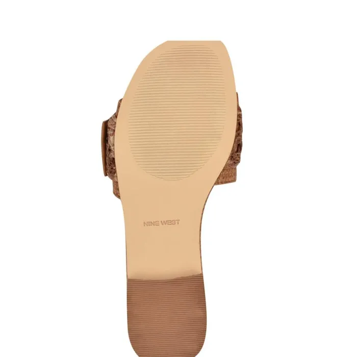 Nine West Sandals Women Hagleigh Flat Slide Sandals Brown Raffia