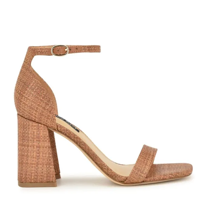 Nine West Sandals Women Ilea Ankle Strap Sandals Brown Raffia