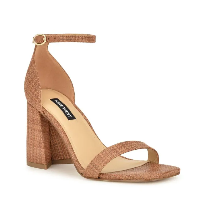 Nine West Sandals Women Ilea Ankle Strap Sandals Brown Raffia