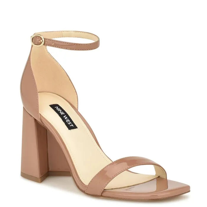Nine West Sandals Women Ilea Ankle Strap Sandals Medium Natural Patent