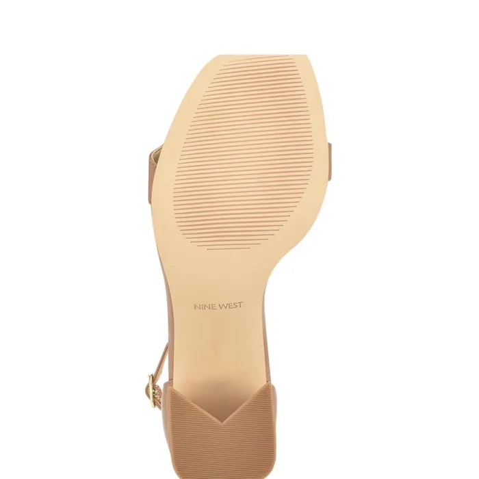 Nine West Sandals Women Ilea Ankle Strap Sandals Medium Natural Patent