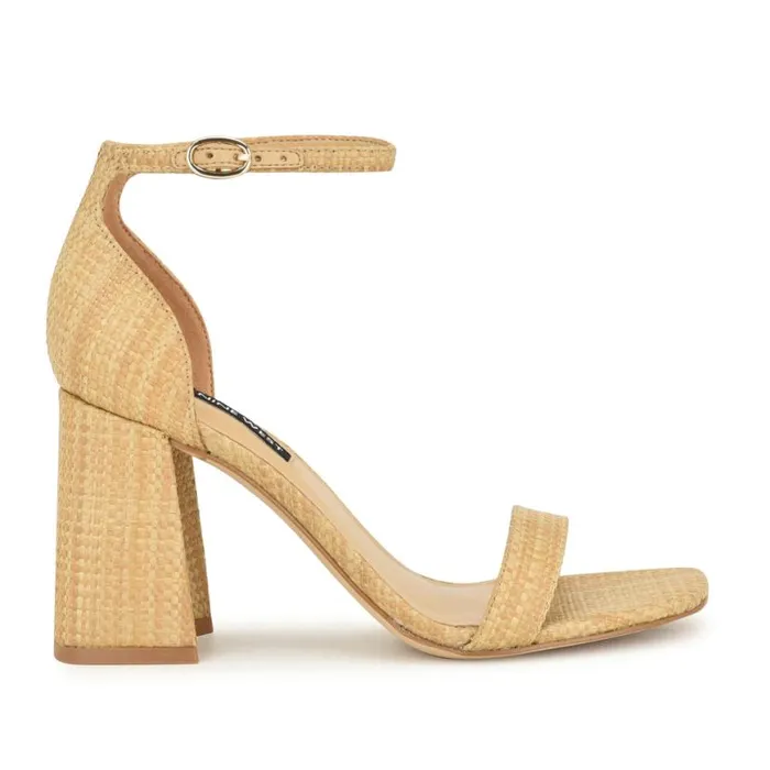 Nine West Sandals Women Ilea Ankle Strap Sandals Natural Raffia