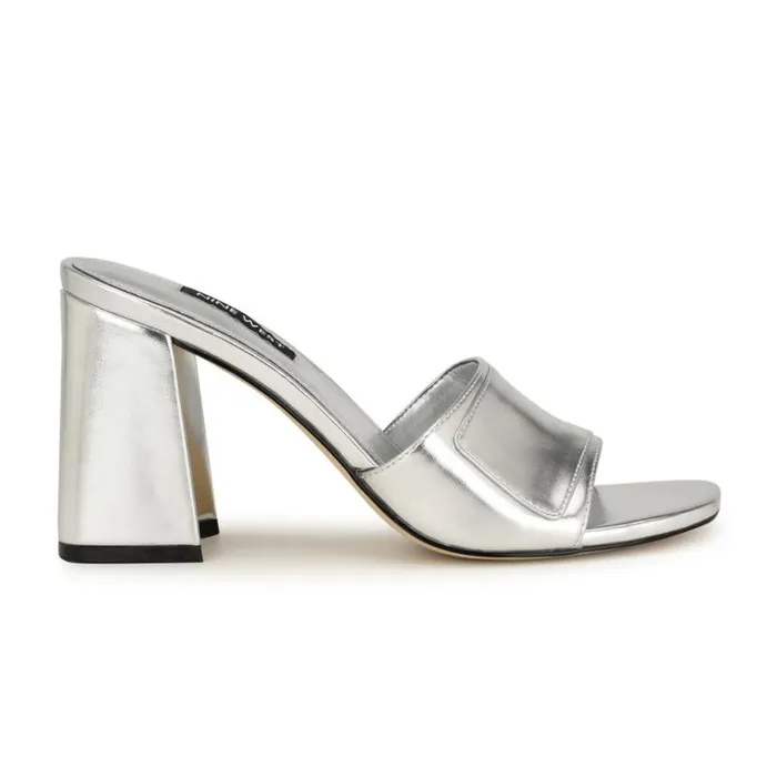 Nine West Sandals Women Iriss Slide Sandals Silver
