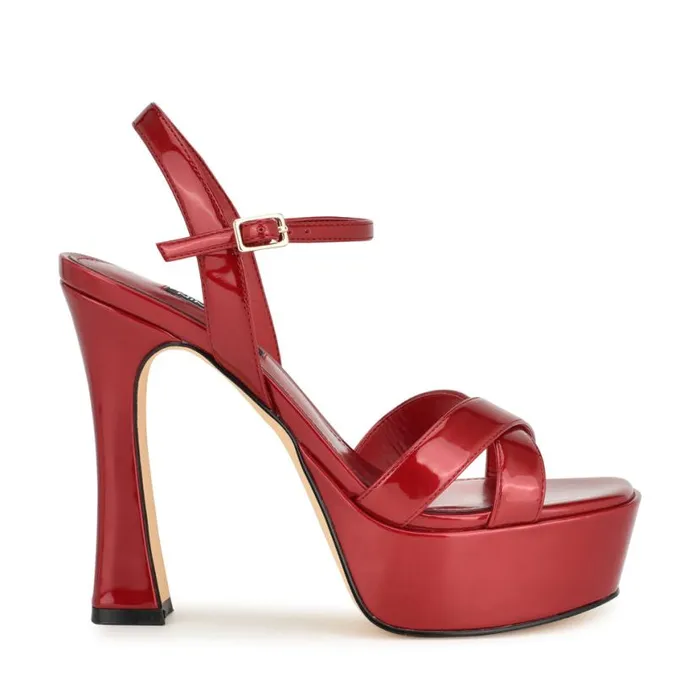 Nine West Sandals Women Iriv Platform Sandals Red Patent
