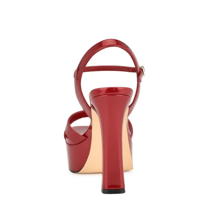 Nine West Sandals Women Iriv Platform Sandals Red Patent
