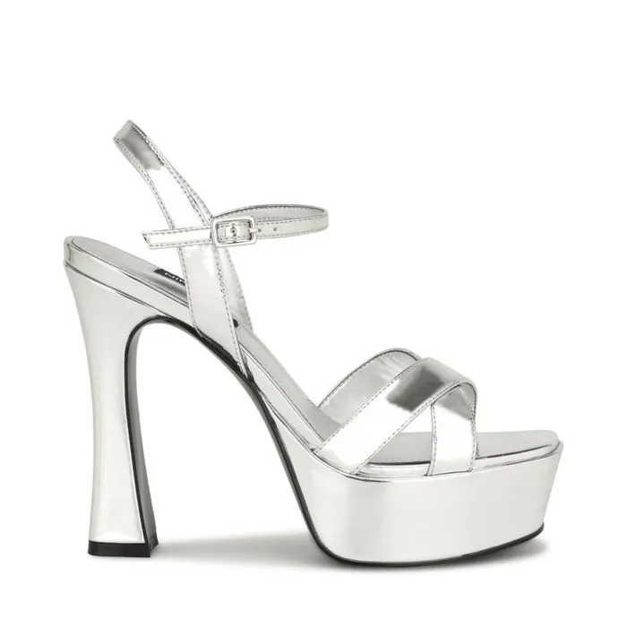 Nine West Sandals Women Iriv Platform Sandals Silver