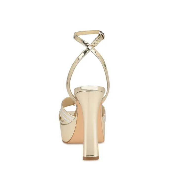 Nine West Sandals Women Irna Platform Ankle Strap Knotted Sandals Platino