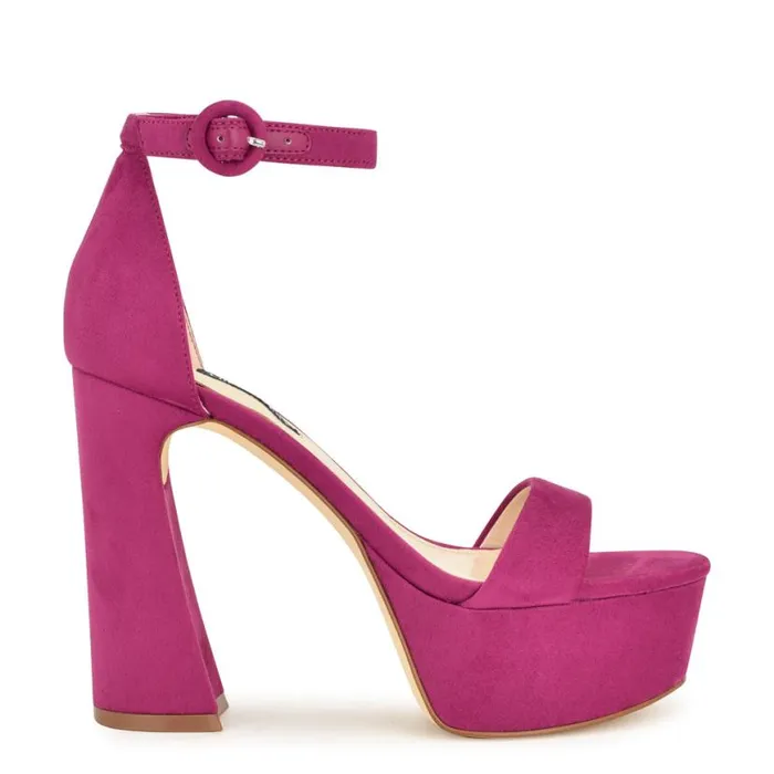 Nine West Sandals Women Ivana Ankle Strap Sandals Pink Suede
