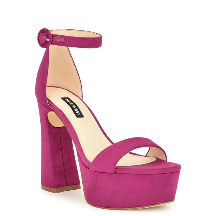 Nine West Sandals Women Ivana Ankle Strap Sandals Pink Suede Nine West Sandals Women Ivana Ankle Strap Sandals Pink Suede