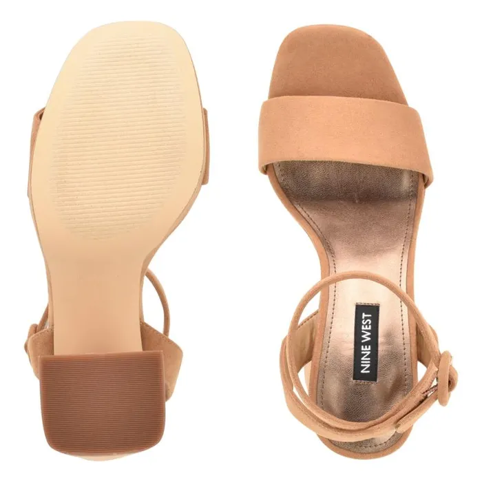 Nine West Sandals Women Jans Platform Sandals Cognac Suede