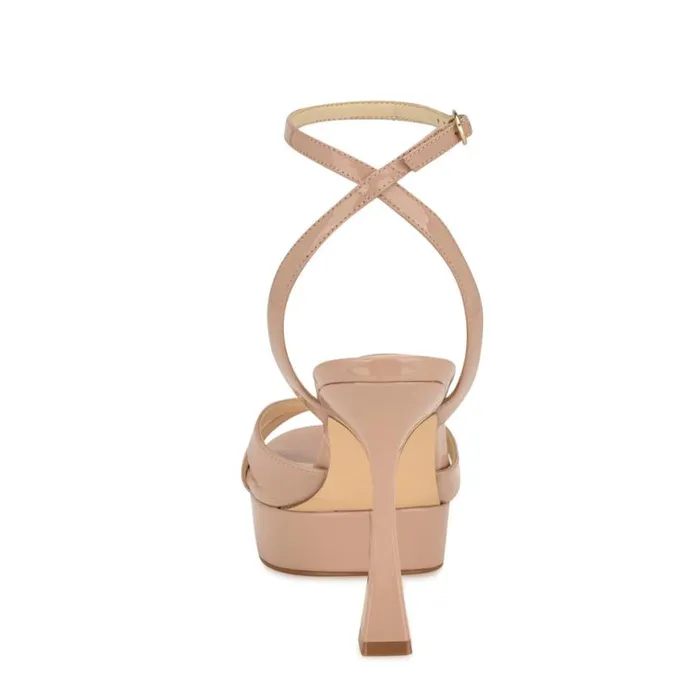 Nine West Sandals Women Jessie Platform Ankle Strap Sandals Light Natural