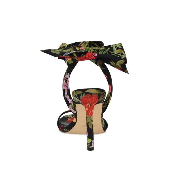 Nine West Sandals Women Kelsie Ankle Wrap Heeled Sandals Black Floral