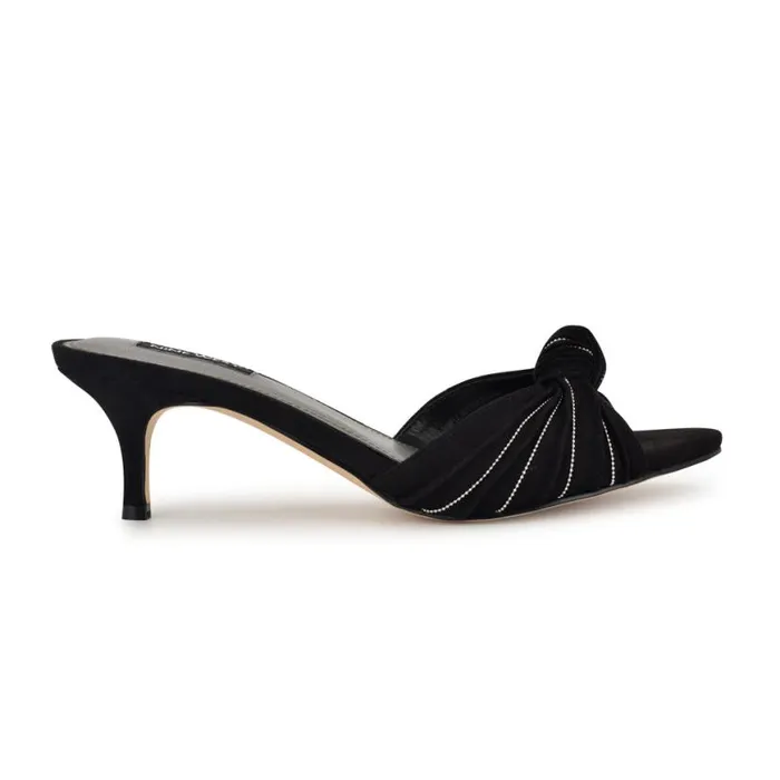Nine West Sandals Women Laike Dress Slide Sandals Black Velvet
