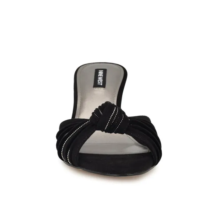 Nine West Sandals Women Laike Dress Slide Sandals Black Velvet Nine West Sandals Women Laike Dress Slide Sandals Black Velvet