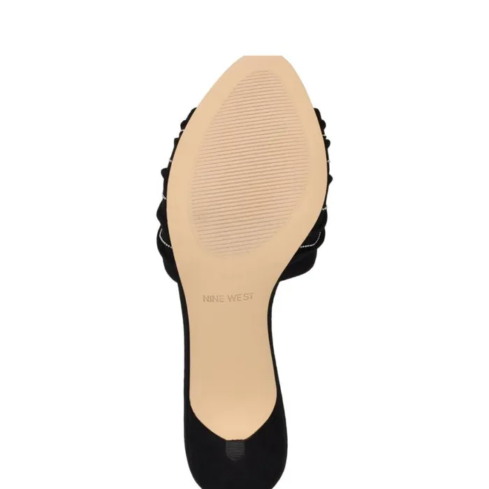 Nine West Sandals Women Laike Dress Slide Sandals Black Velvet Nine West Sandals Women Laike Dress Slide Sandals Black Velvet