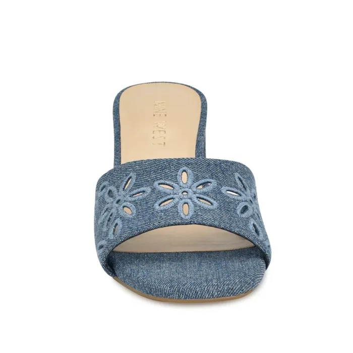Nine West Sandals Women Lidey Eyelet Slide Sandals Denim Nine West Sandals Women Lidey Eyelet Slide Sandals Denim