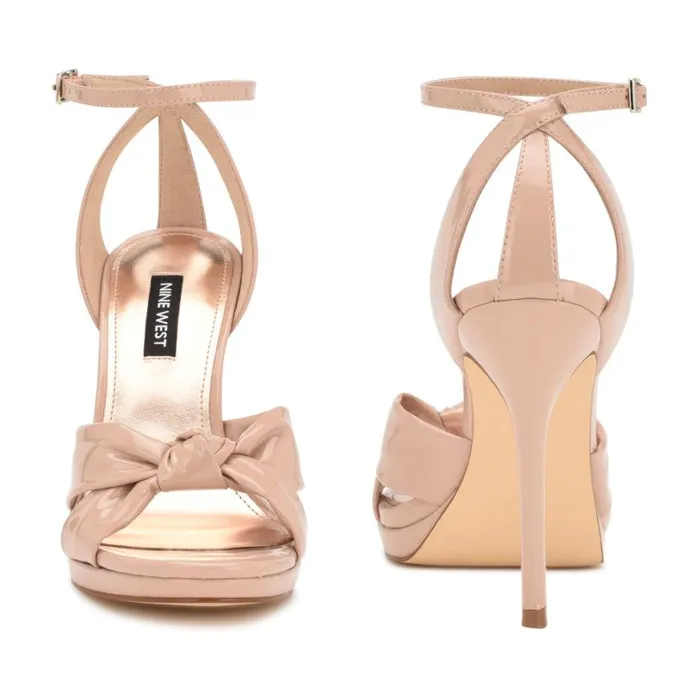 Nine West Sandals Women Lovya Ankle Strap Sandals Light Natural Patent