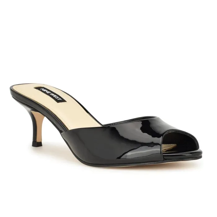 Nine West Sandals Women Luvlie Heeled Slide Sandals Black Patent Nine West Sandals Women Luvlie Heeled Slide Sandals Black Patent