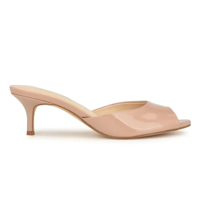 Nine West Sandals Women Luvlie Heeled Slide Sandals Natural Patent