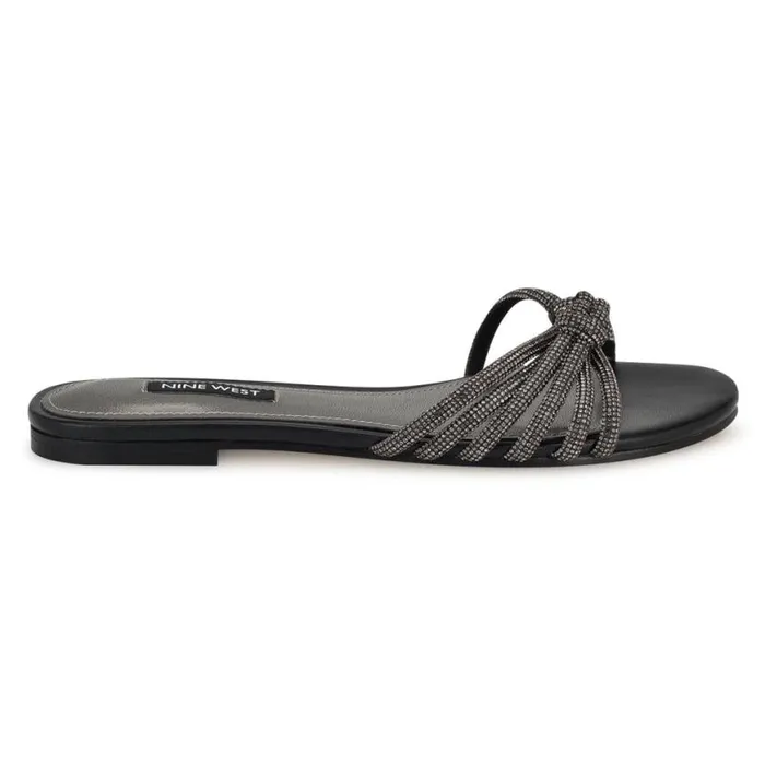 Nine West Sandals Women Luxury Flat Slide Sandals Black