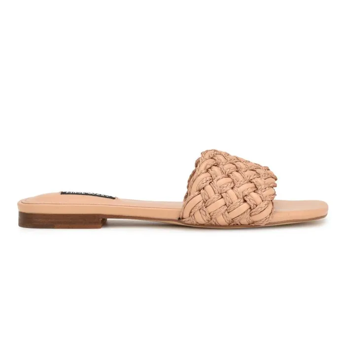 Nine West Sandals Women Maci Flat Slide Sandals Natural