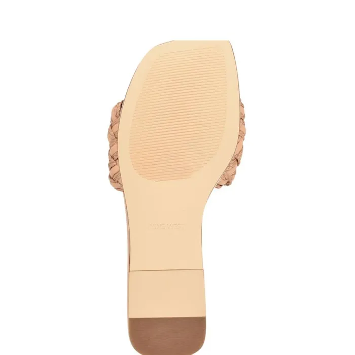 Nine West Sandals Women Maci Flat Slide Sandals Natural