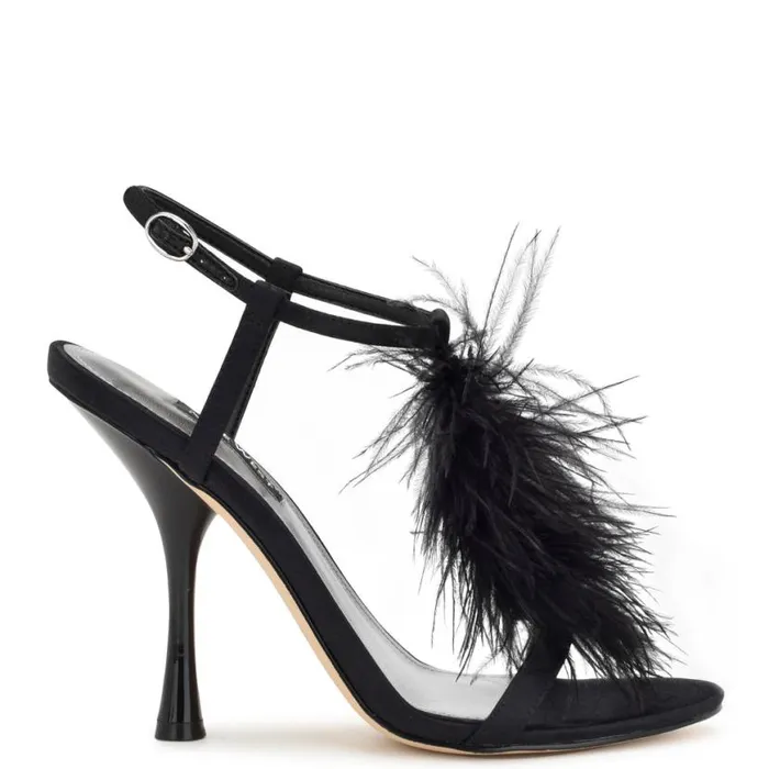 Nine West Sandals Women Million Ankle Strap Heeled Sandals Black
