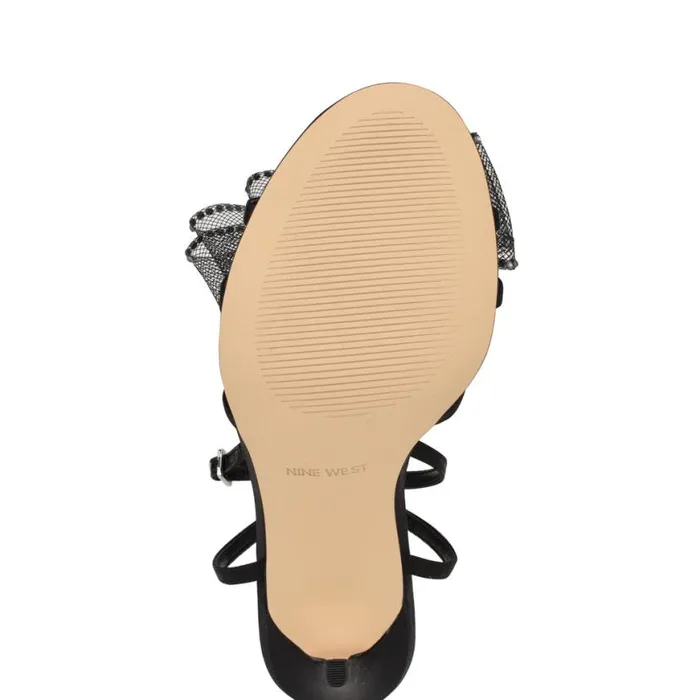 Nine West Sandals Women Minky Bow Heeled Sandals Black Nine West Sandals Women Minky Bow Heeled Sandals Black