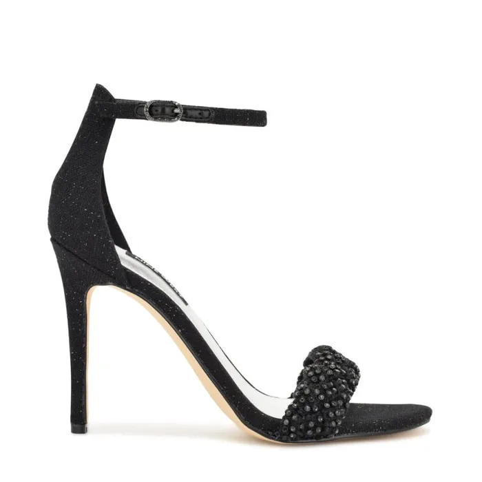 Nine West Sandals Women Morelov Heeled Sandals Black Crystal