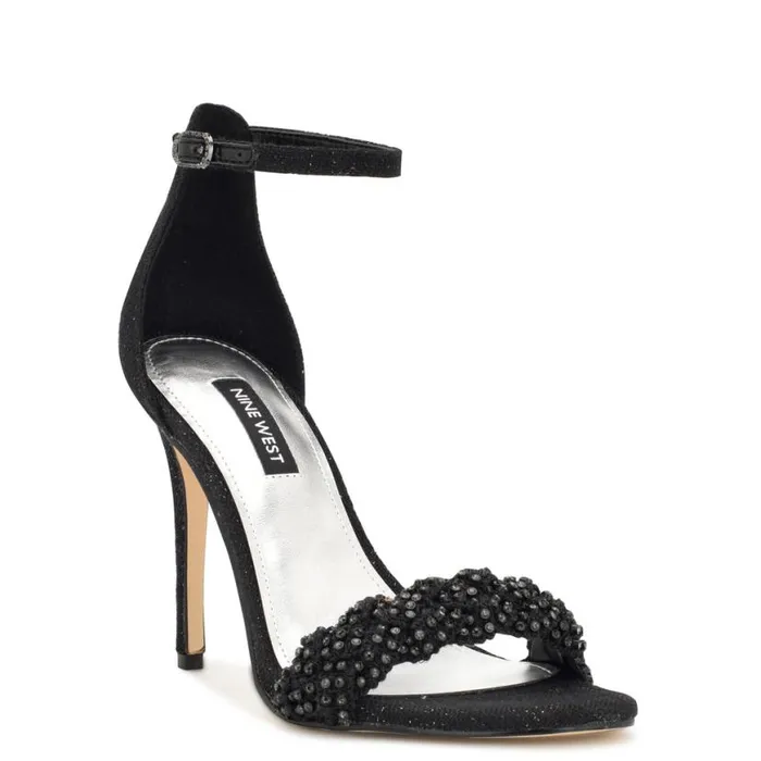Nine West Sandals Women Morelov Heeled Sandals Black Crystal Nine West Sandals Women Morelov Heeled Sandals Black Crystal