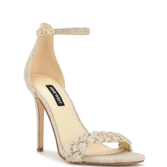 Nine West Sandals Women Morelov Heeled Sandals Natural Crystal Nine West Sandals Women Morelov Heeled Sandals Natural Crystal