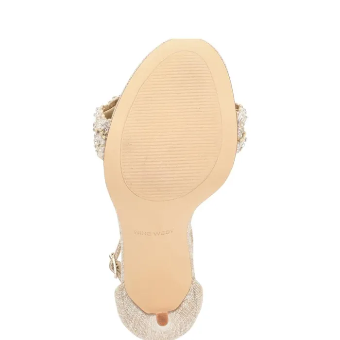 Nine West Sandals Women Morelov Heeled Sandals Natural Crystal Nine West Sandals Women Morelov Heeled Sandals Natural Crystal