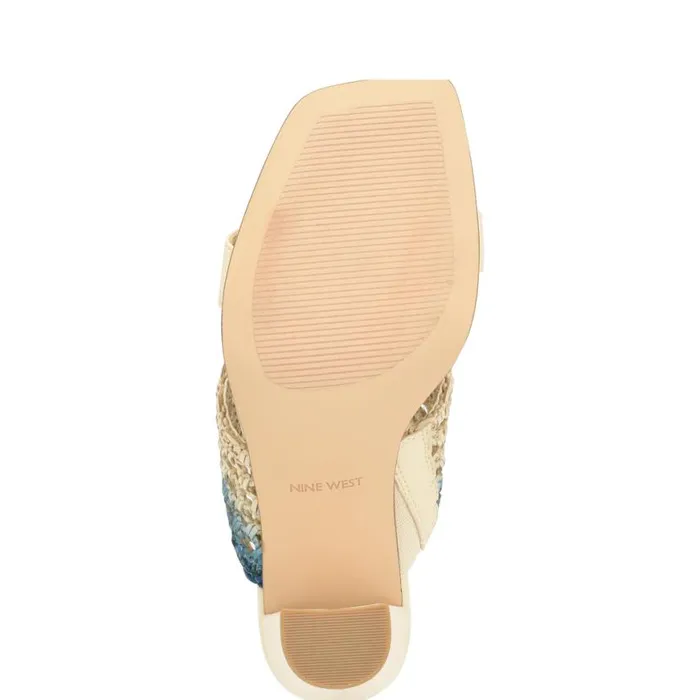 Nine West Sandals Women Mylas Heeled Slide Sandals Cream Blue Ombre Nine West Sandals Women Mylas Heeled Slide Sandals Cream Blue Ombre