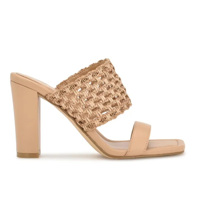 Nine West Sandals Women Mylas Heeled Slide Sandals Light Natural