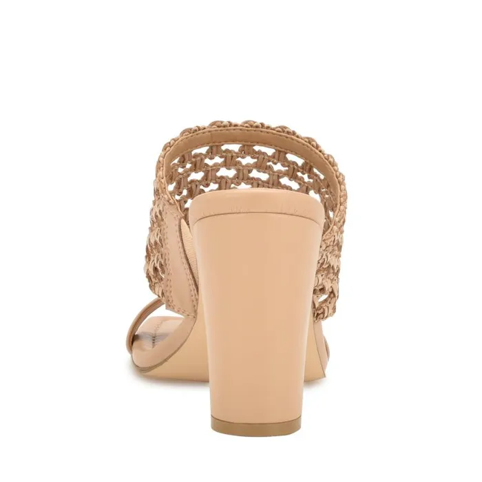 Nine West Sandals Women Mylas Heeled Slide Sandals Light Natural