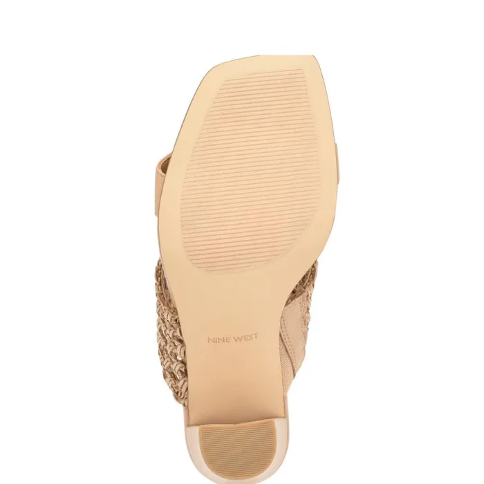 Nine West Sandals Women Mylas Heeled Slide Sandals Light Natural