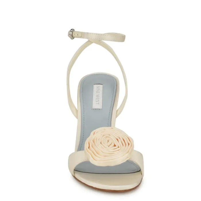 Nine West Sandals Women Neve Rosette Ankle Strap Sandals Ivory