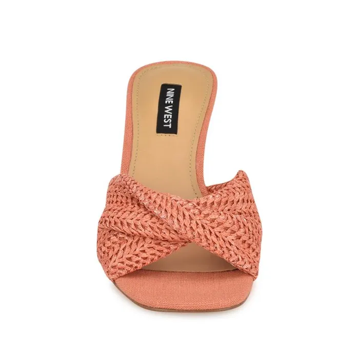 Nine West Sandals Women Nikhil Twist Wedge Sandals Orange Raffia