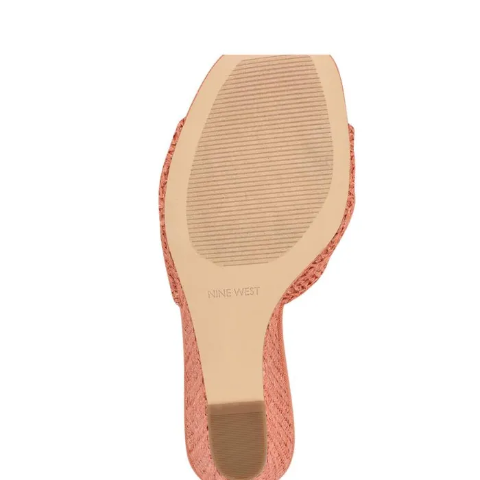 Nine West Sandals Women Nikhil Twist Wedge Sandals Orange Raffia