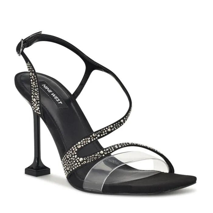 Nine West Sandals Women Nines Strappy Heeled Sandals Black Crystal Nine West Sandals Women Nines Strappy Heeled Sandals Black Crystal