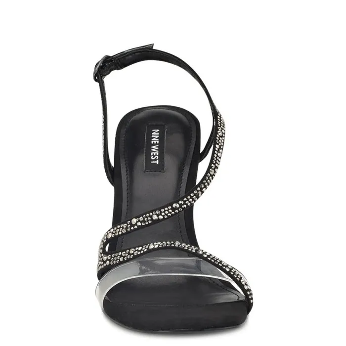 Nine West Sandals Women Nines Strappy Heeled Sandals Black Crystal Nine West Sandals Women Nines Strappy Heeled Sandals Black Crystal