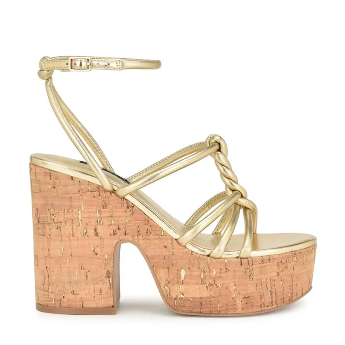 Nine West Sandals Women Olander Knotted Platform Sandals Platino