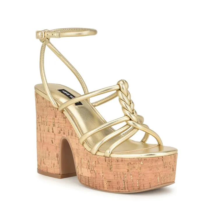 Nine West Sandals Women Olander Knotted Platform Sandals Platino Nine West Sandals Women Olander Knotted Platform Sandals Platino