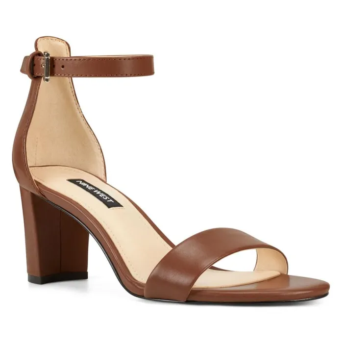 Nine West Sandals Women Pruce Ankle Strap Block Heel Sandals Dark Brown Leather Nine West Sandals Women Pruce Ankle Strap Block Heel Sandals Dark Brown Leather