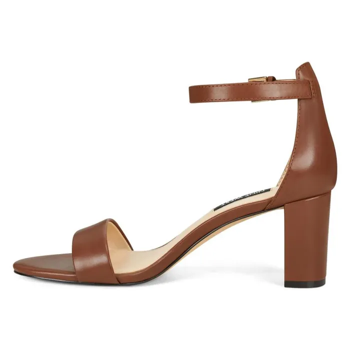 Nine West Sandals Women Pruce Ankle Strap Block Heel Sandals Dark Brown Leather Nine West Sandals Women Pruce Ankle Strap Block Heel Sandals Dark Brown Leather