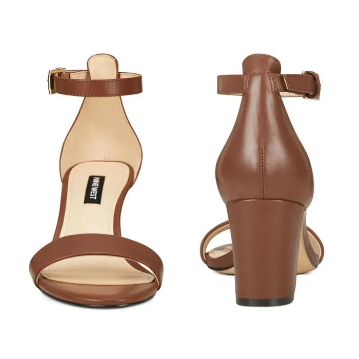 Nine West Sandals Women Pruce Ankle Strap Block Heel Sandals Dark Brown Leather Nine West Sandals Women Pruce Ankle Strap Block Heel Sandals Dark Brown Leather