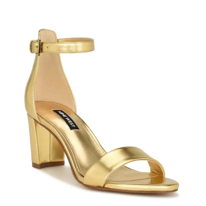 Nine West Sandals Women Pruce Ankle Strap Block Heel Sandals Gold Nine West Sandals Women Pruce Ankle Strap Block Heel Sandals Gold