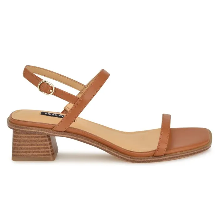 Nine West Sandals Women Purdy Block Heel Sandals Tan