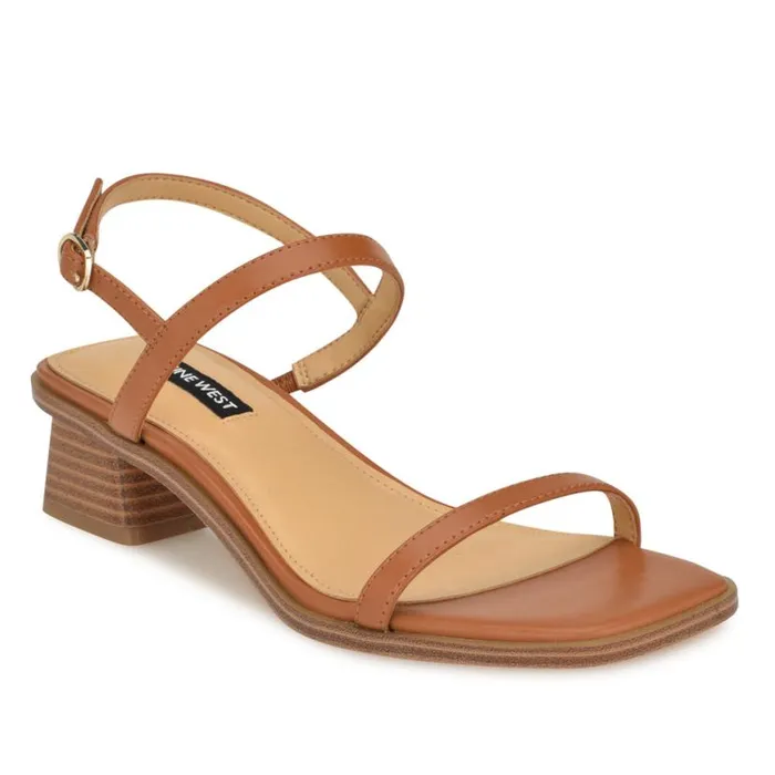 Nine West Sandals Women Purdy Block Heel Sandals Tan