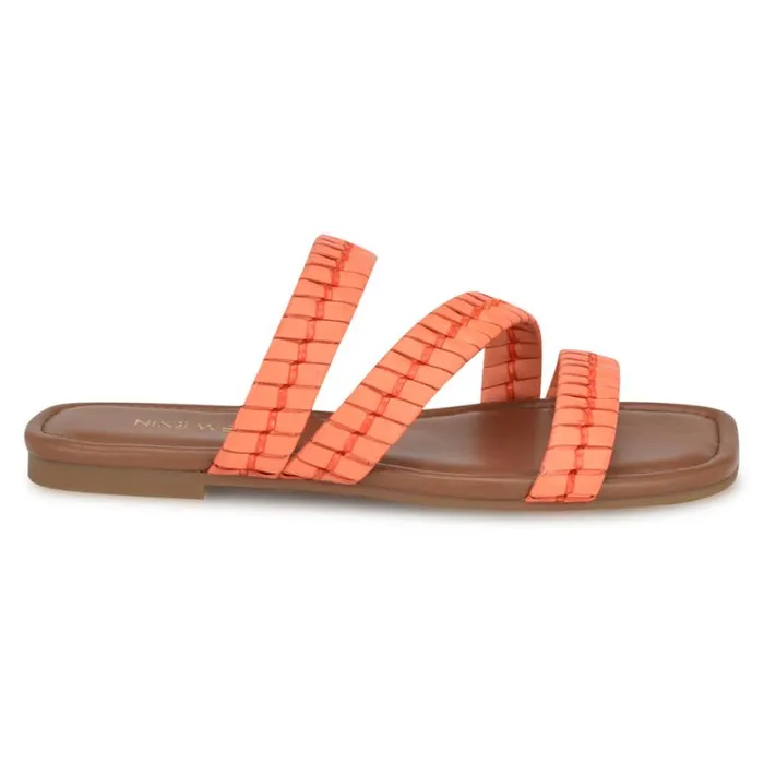 Nine West Sandals Women Quinlea Flat Strappy Sandals Orange